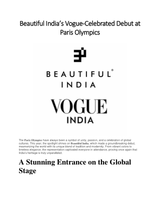 Beautiful India Shines Bright at Paris Olympics 2024 With Vogue Coverage