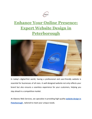 Enhance Your Online Presence: Expert Website Design in Peterborough
