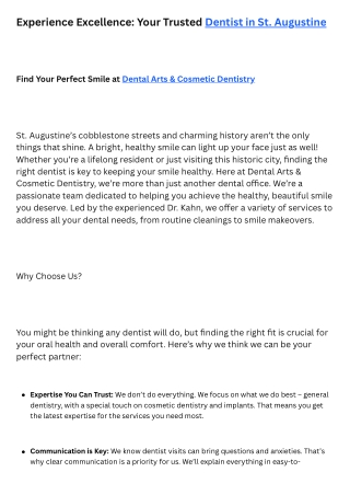 Experience Excellence Your Trusted Dentist in St. Augustine