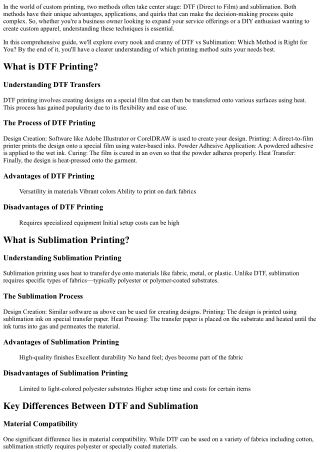 DTF vs Sublimation: Which Method is Right for You?
