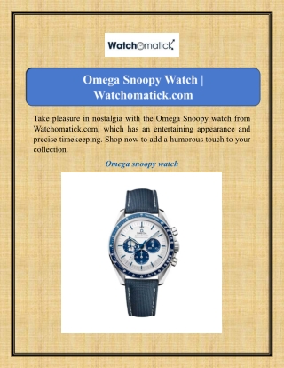 Omega Snoopy Watch | Watchomatick.com