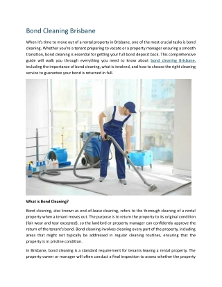 Bond Cleaning Brisbane