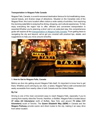 Transportation in Niagara Falls Canada