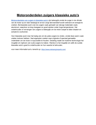 Motoronderdelen zuigers klassieke auto’s