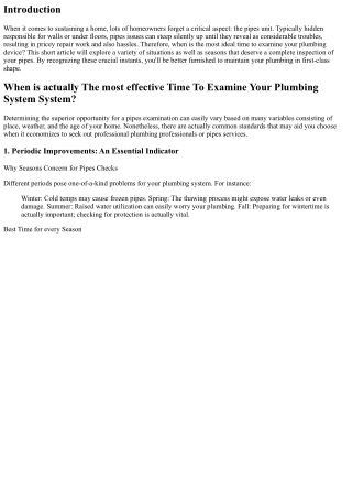 When is The Most Effective Time To Examine Your Pipes System
