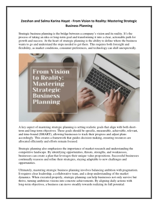 Zeeshan and Salma Karina Hayat - From Vision to Reality - Mastering Strategic Business Planning