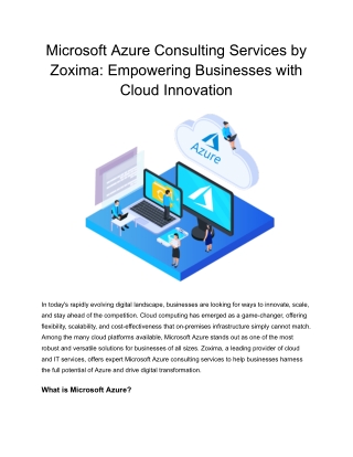 Microsoft Azure Consulting Services by Zoxima_ Empowering Businesses with Cloud Innovation