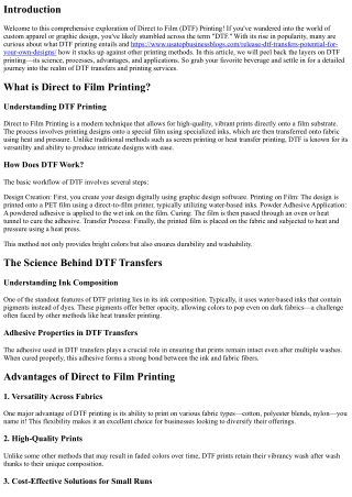 A Deep Dive into the Science of Direct to Film Printing