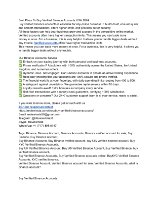 Best Place To Buy Verified Binance Accounts USA 2024