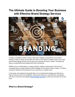 The Ultimate Guide to Boosting Your Business with Effective Brand Strategy Services