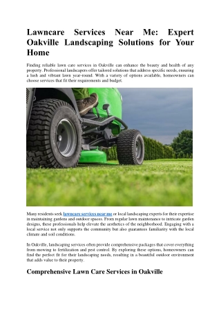 Lawncare Services Near Me Expert Oakville Landscaping Solutions for Your Home
