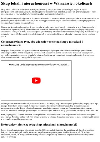 Skup nieruchomości w Warszawie i okolicach