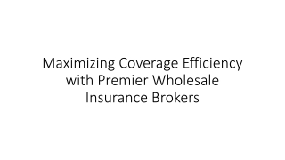 Maximizing Coverage Efficiency with Premier Wholesale Insurance Brokers