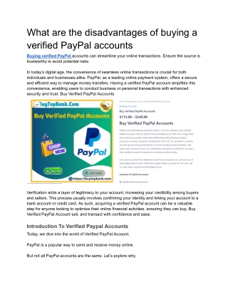 What are the disadvantages of buying a verified PayPal accounts