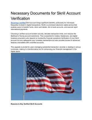 Necessary Documents for Skrill Account Verification