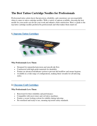 The Best Tattoo Cartridge Needles for Professionals