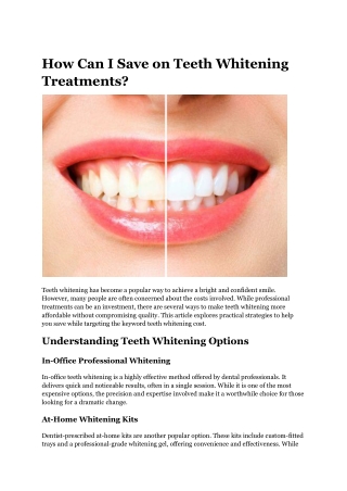 How Can I Save on Teeth Whitening Treatments