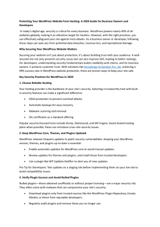 Protecting Your WordPress Website from Hacking: A 2024 Guide for Business Owners