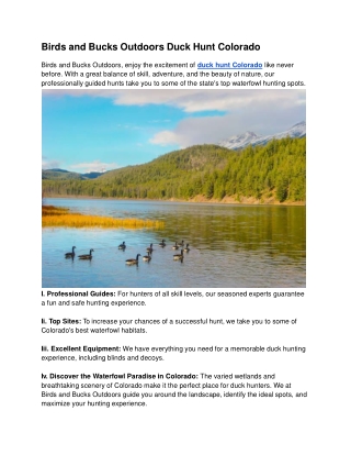 Birds and Bucks Outdoors Duck Hunt Colorado