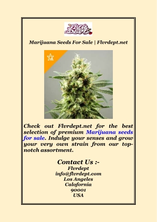 Marijuana Seeds For Sale | Flvrdept.net