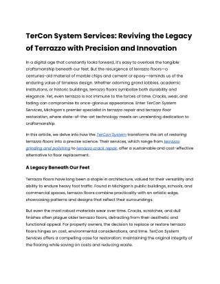 TerCon System Services_ Reviving the Legacy of Terrazzo with Precision and Innovation