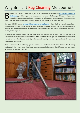 Brilliant Rug Cleaning Melbourne