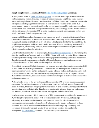 Deciphering Success: Measuring ROI in Social Media Management Campaigns