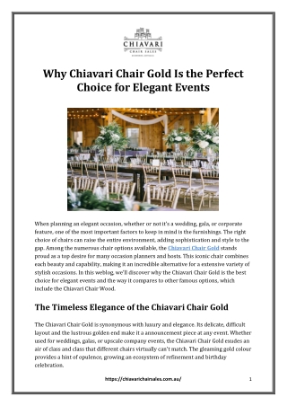 Why Chiavari Chair Gold Is the Perfect Choice for Elegant Events