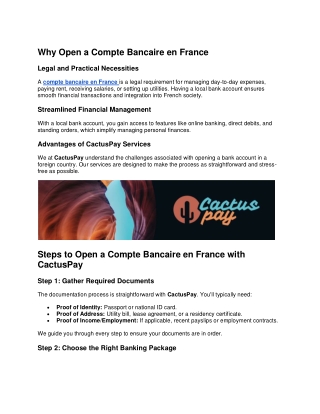 Why Open a Compte Bancaire en France