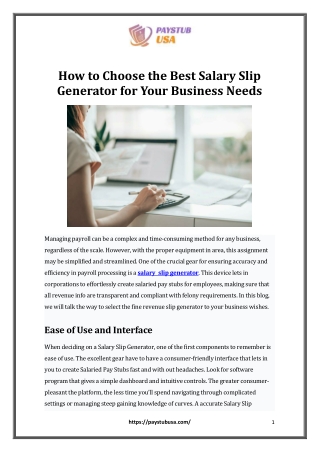 How to Choose the Best Salary Slip Generator for Your Business Needs