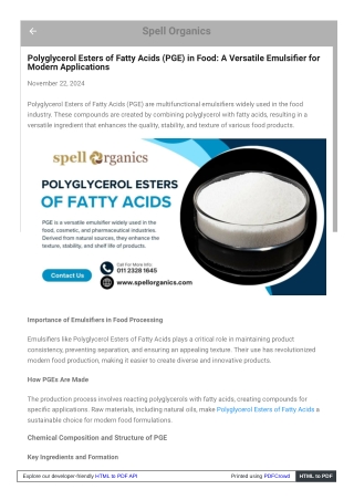Polyglycerol Esters of Fatty Acids: Enhancing Quality Across Food Products