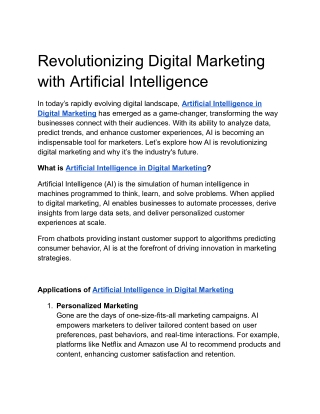 Revolutionizing Digital Marketing with Artificial Intelligence