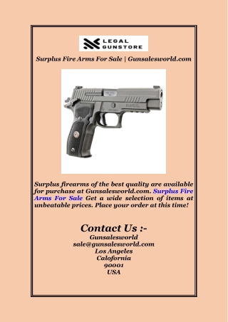 Surplus Fire Arms For Sale | Gunsalesworld.com