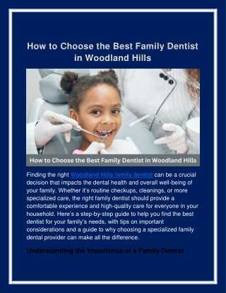 How to Choose the Best Family Dentist in Woodland Hills