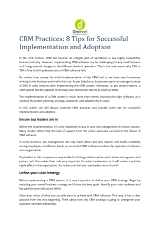 CRM Practices 8 Tips for Successful Implementation and Adoption