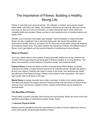 The Importance of Fitness_ Building a Healthy, Strong Life