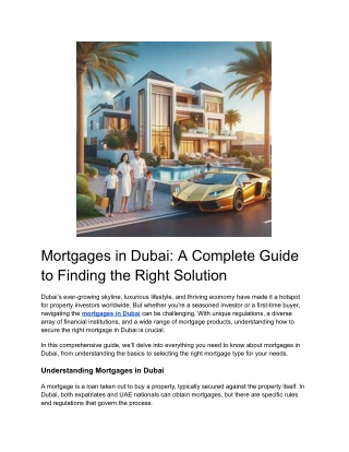 Mortgages in Dubai A Complete Guide to Finding the Right Solution