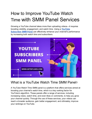 YouTube Watch Time  SMM Panel