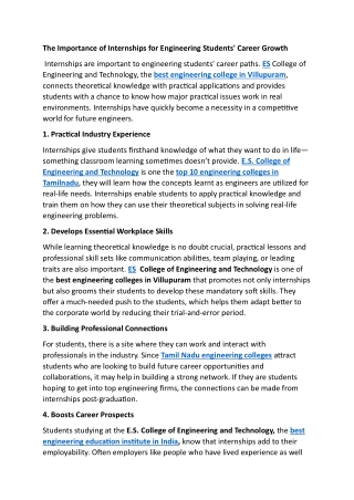 The Importance of Internships for Engineering Students