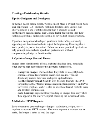 Creating a Fast-Loading Website