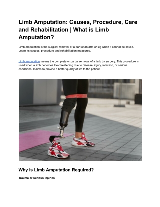 Limb Amputation_ Causes, Procedure, Care and Rehabilitation _ What is Limb Amputation