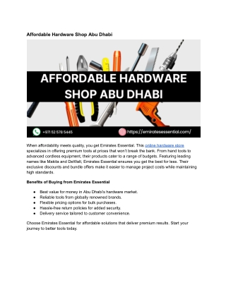 Affordable Hardware Shop Abu Dhabi