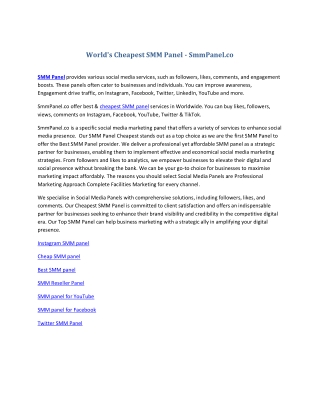 World's Cheapest SMM Panel - SmmPanel.co