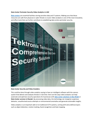 Data Center Perimeter Security Video Analytics in UAE
