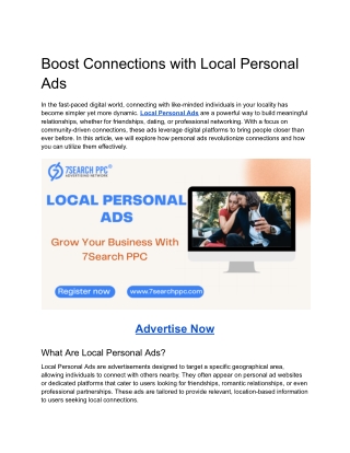 Boost Connections with Local Personal Ads