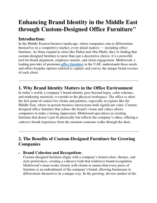 How Multiwood's Multifunctional  Furniture Optimizes Space and  Budget for Dubai