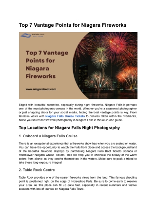Top 7 Vantage Points for Niagara Fireworks