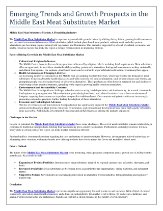 Emerging Trends and Growth Prospects in the Middle East Meat Substitutes Market