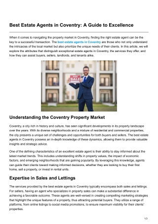 Best Estate Agents in Coventry A Guide to Excellence