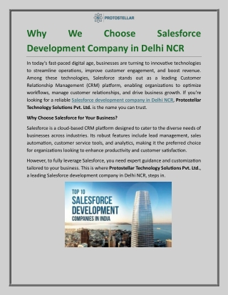 Why We Choose Salesforce Development Company in Delhi NCR